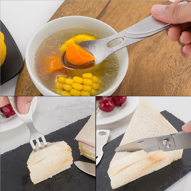 Portable Combination Tableware Western Food Fork Knife Spoon Environmental Knife And Fork School Canteen Tableware Outdoor Spoon